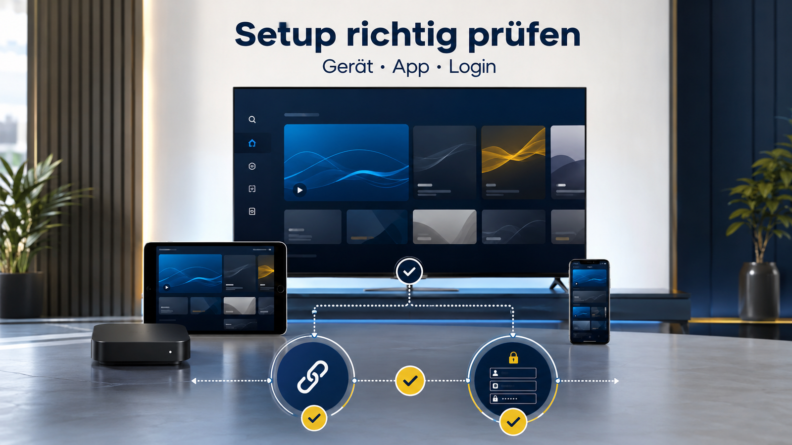IPTV Gerät App und Login vor dem Test prüfen