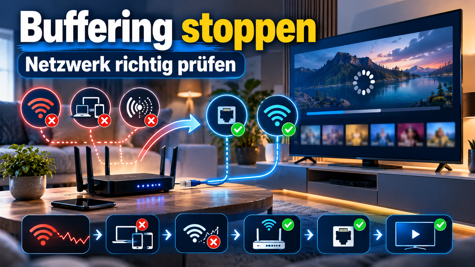 IPTV Buffering Ursachen bei WLAN Router und Internet prüfen